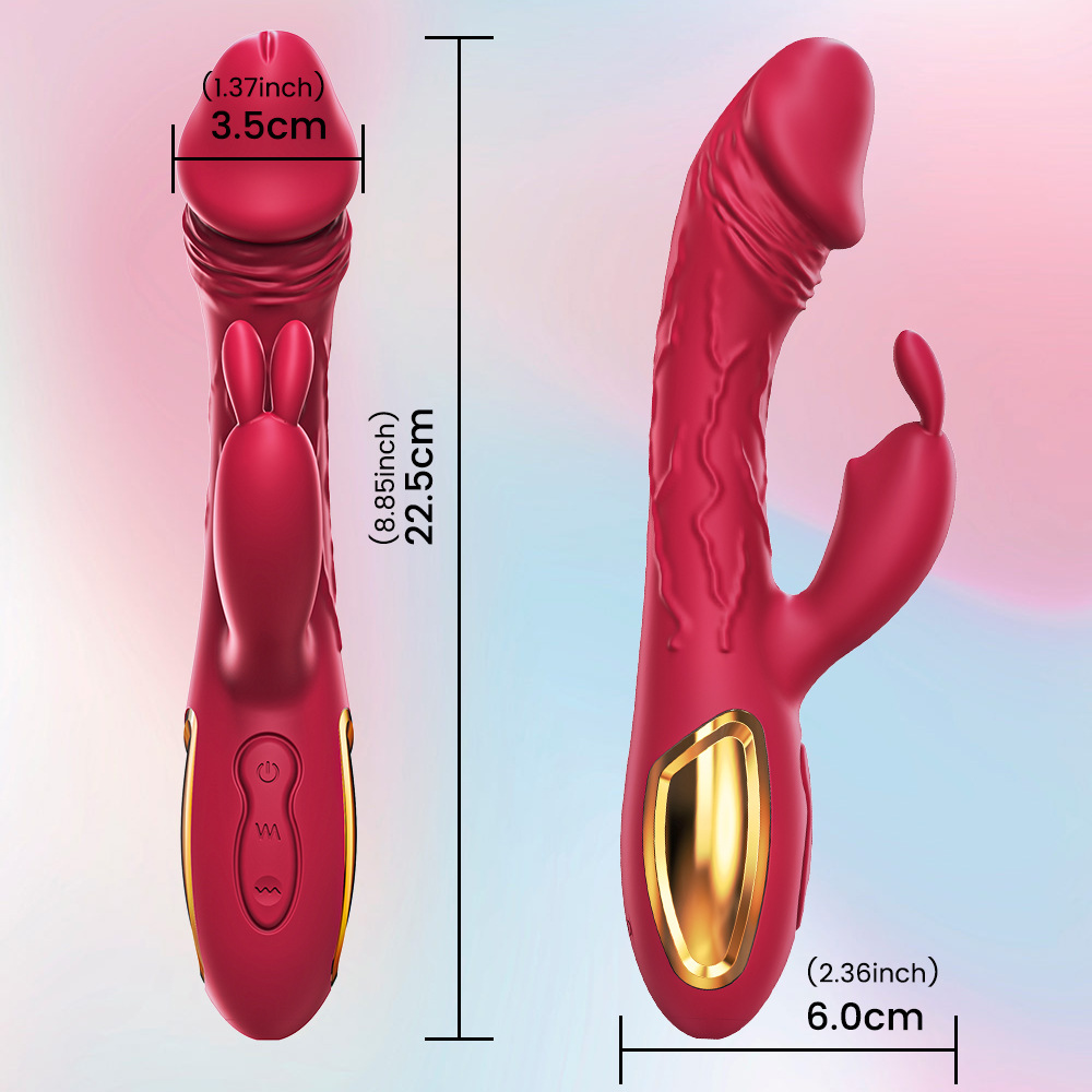 Carmine G-Bölgesi ve Klitoral Titreşimli Dildo Tavşan Vibratör